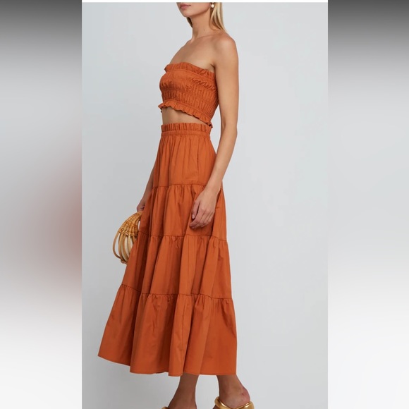 Kourt NWT Ellery Set in Burnt Orange Women’s Bandeau Top Maxi Skirt Matching Set - Picture 2 of 9